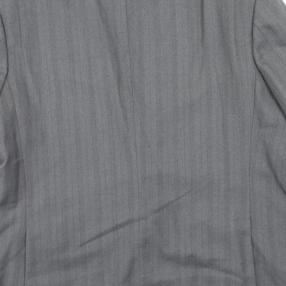 Wellington Mens Grey Striped Polyester Jacket Suit Jacket Size 46 Regular