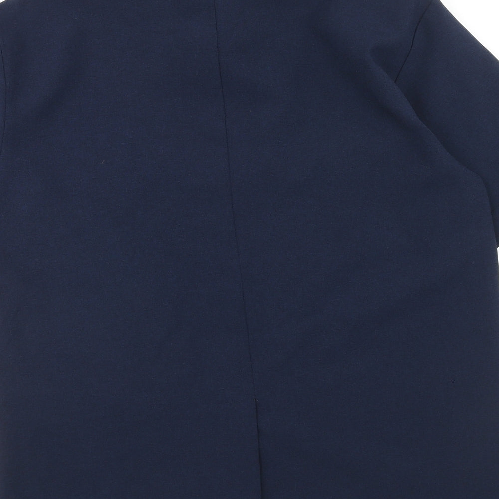 HM LINE Womens Blue Polyester Basic Button-Up Size L Collared