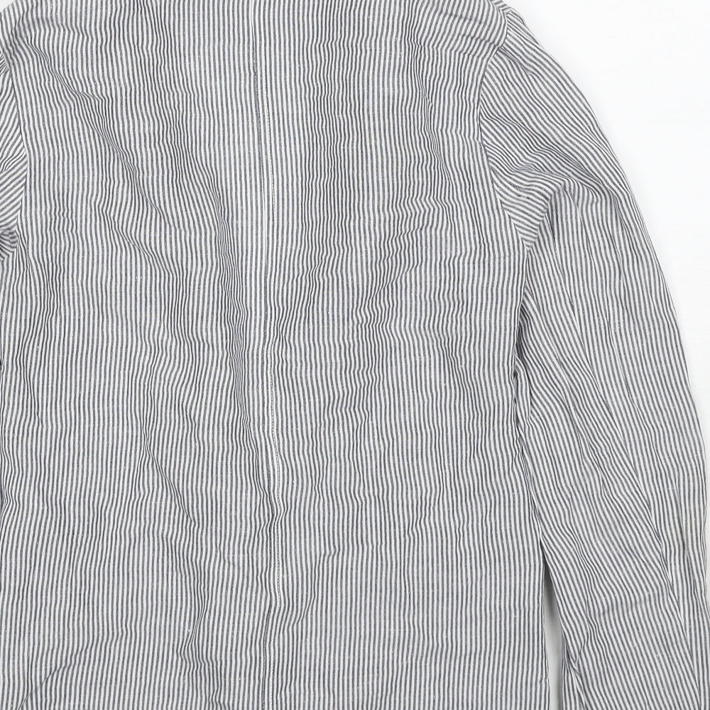 New Look Womens Green Striped Polyester Jacket Blazer Size 10 Pullover