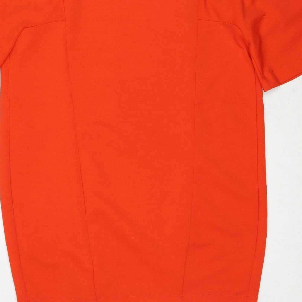 Zara Womens Orange Polyester A-Line Size M Round Neck Pullover