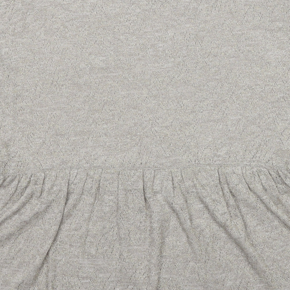 NEXT Womens Grey Polyester Basic T-Shirt Size 8 Round Neck