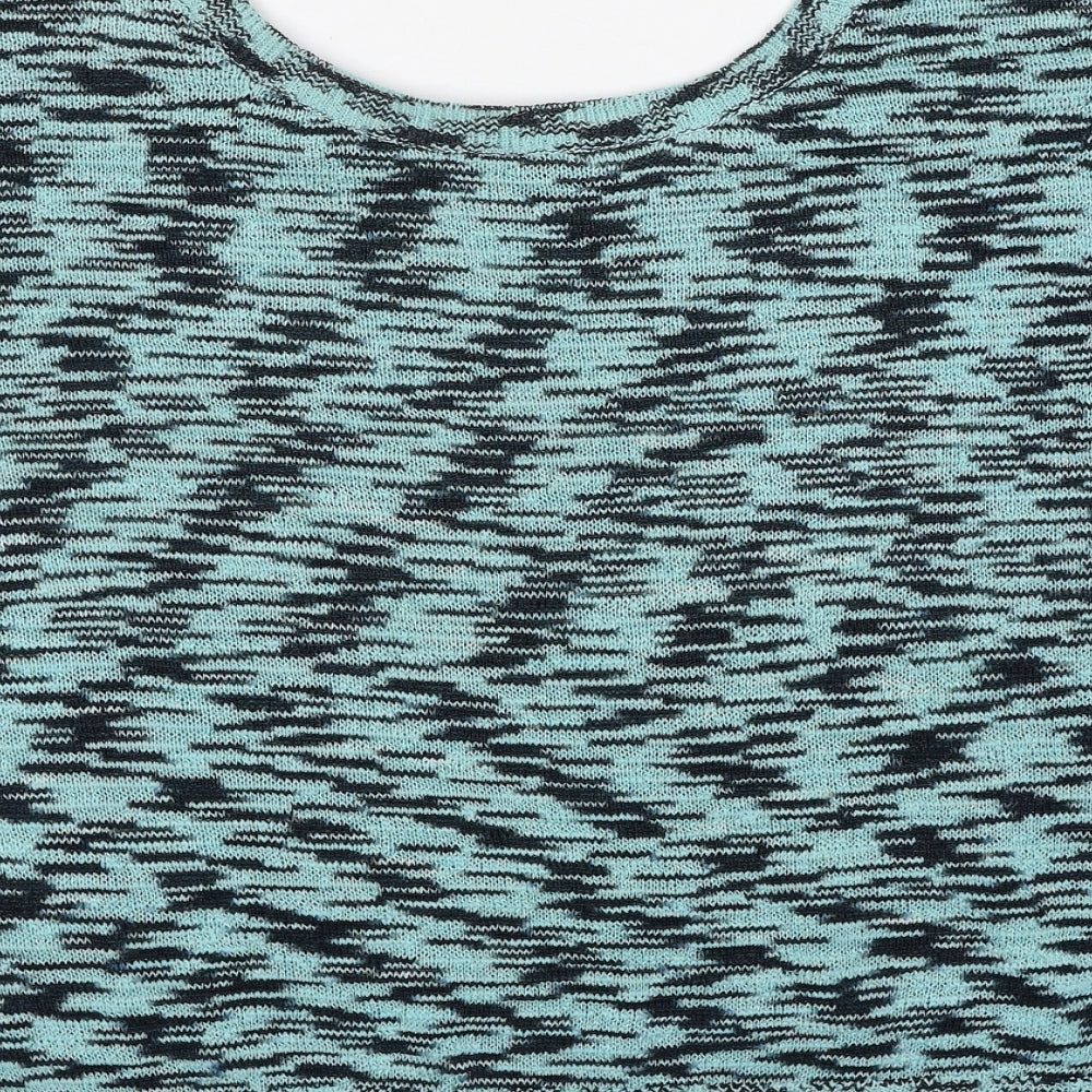 Miss Selfridge Womens Blue Round Neck Geometric Polyester Pullover Jumper Size 8