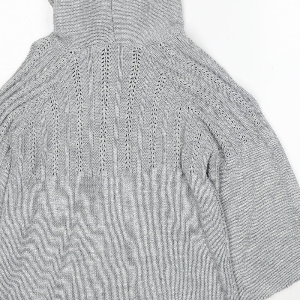 Select Womens Grey Round Neck Acrylic Cardigan Jumper Size M
