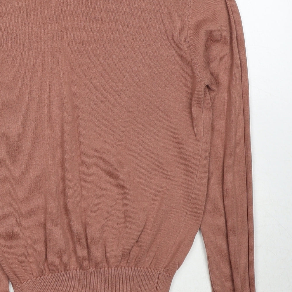 FOREVER 21 Womens Brown Mock Neck Cotton Pullover Jumper Size S