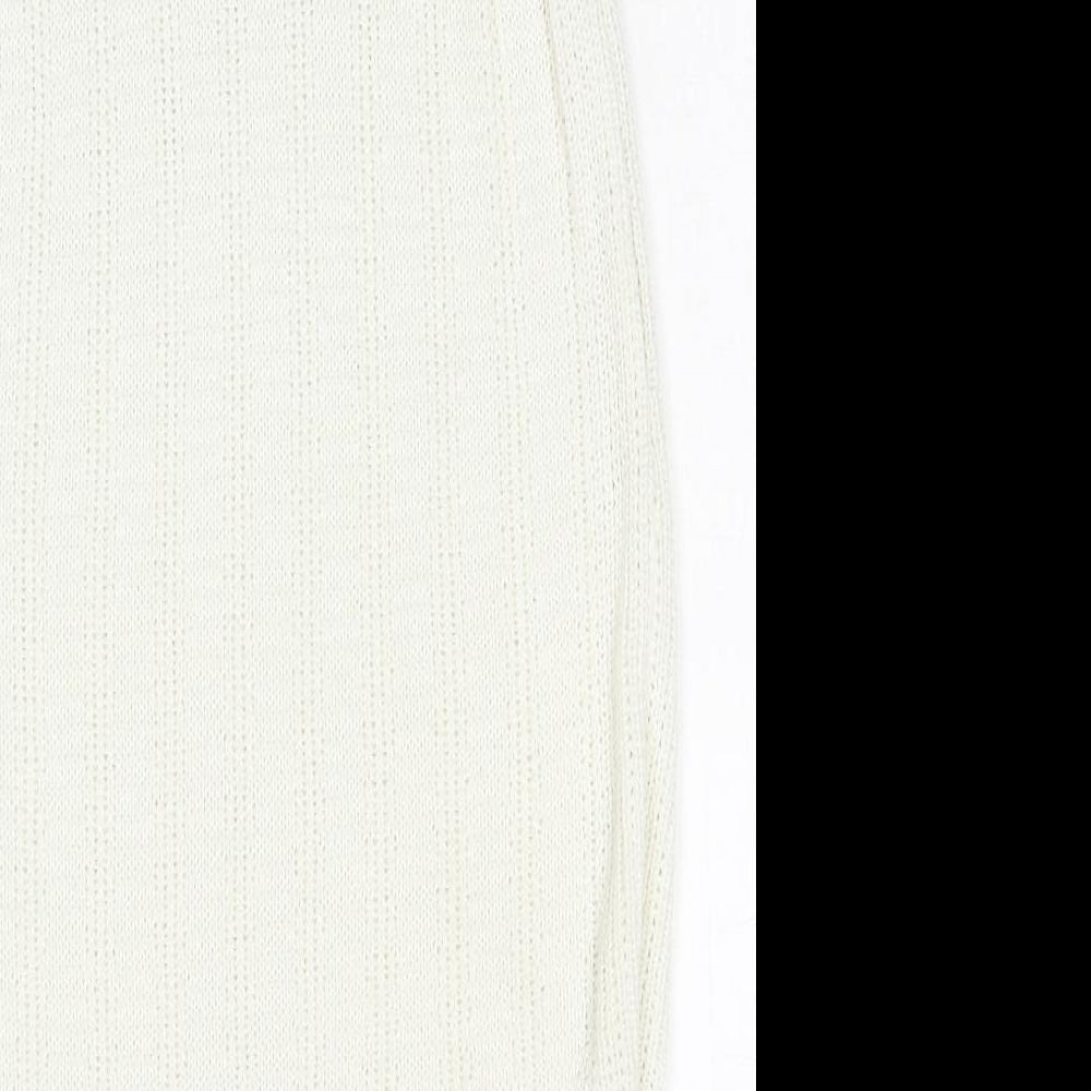 New Look Womens White Polyester Basic Tank Size 8 Round Neck