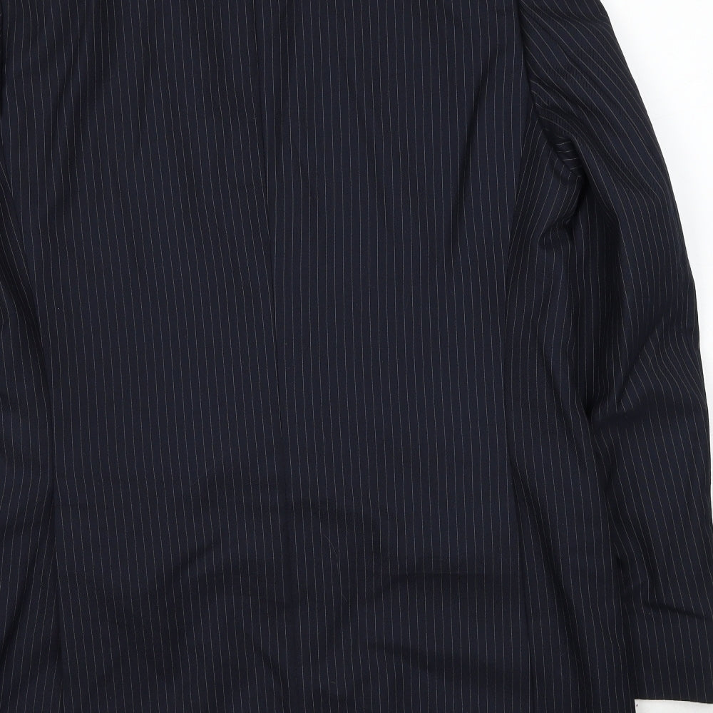 Conforn Mens Blue Striped Polyester Jacket Suit Jacket Size 44 Regular