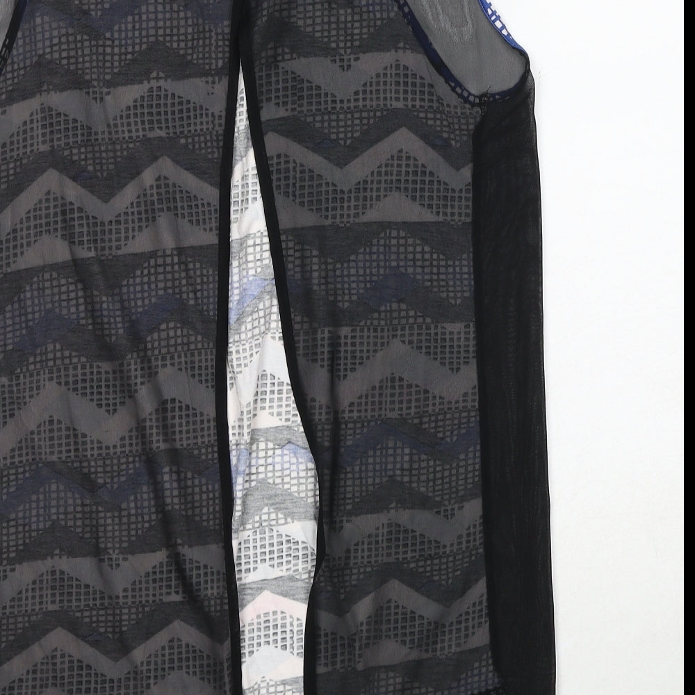 Select Womens Black Geometric Polyester Basic Tank Size 14 Round Neck - Open Back