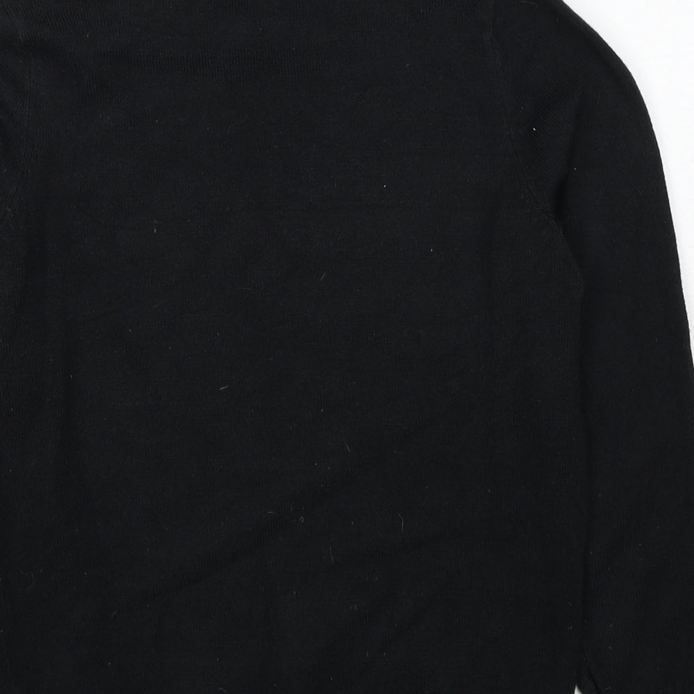 Vertical Womens Black High Neck Acrylic Pullover Jumper Size S