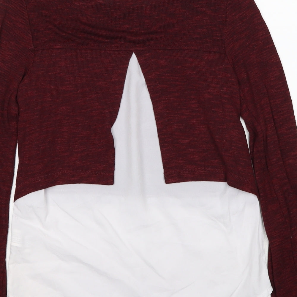 Bershka Womens Red Boat Neck Polyester Pullover Jumper Size S - Shirt Insert