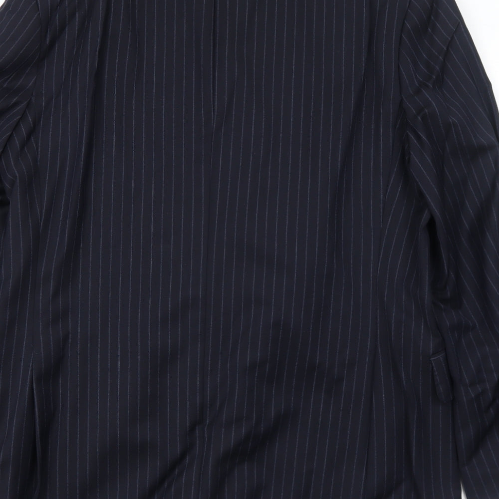 Marks & Spencer Mens Blue Striped Wool Jacket Suit Jacket Size 40 Regular