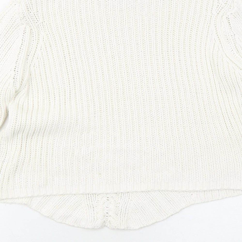 Principles Womens White Mock Neck Cotton Pullover Jumper Size 10