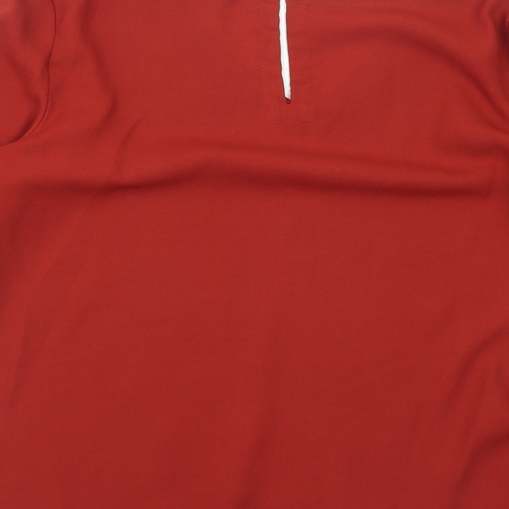 River Island Womens Orange Polyester Basic Blouse Size 8 V-Neck