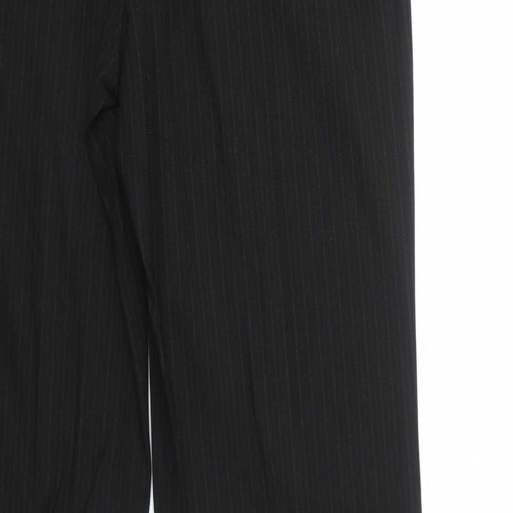 BOSS Womens Black Striped Cotton Dress Pants Trousers Size 14 Regular Zip