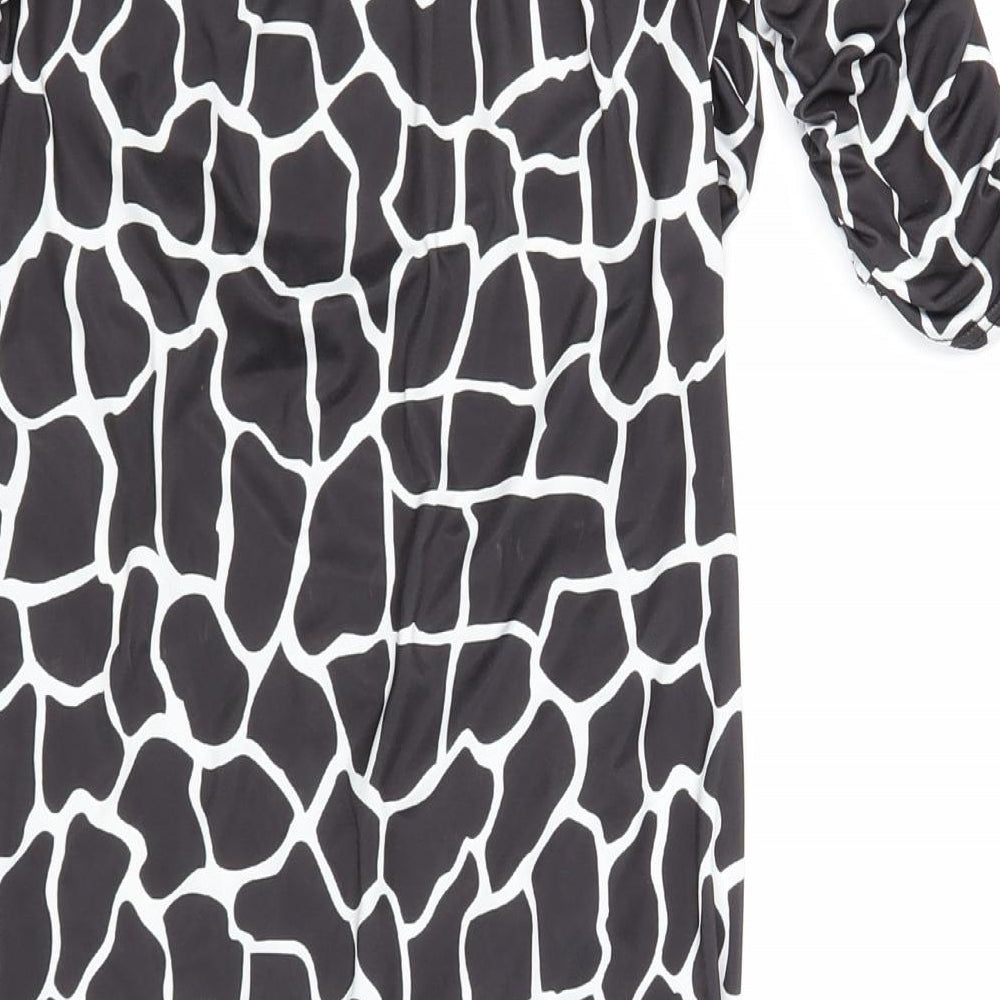 Nasty Gal Womens Black Geometric Polyester Bodycon Size 8 Off the Shoulder Pullover