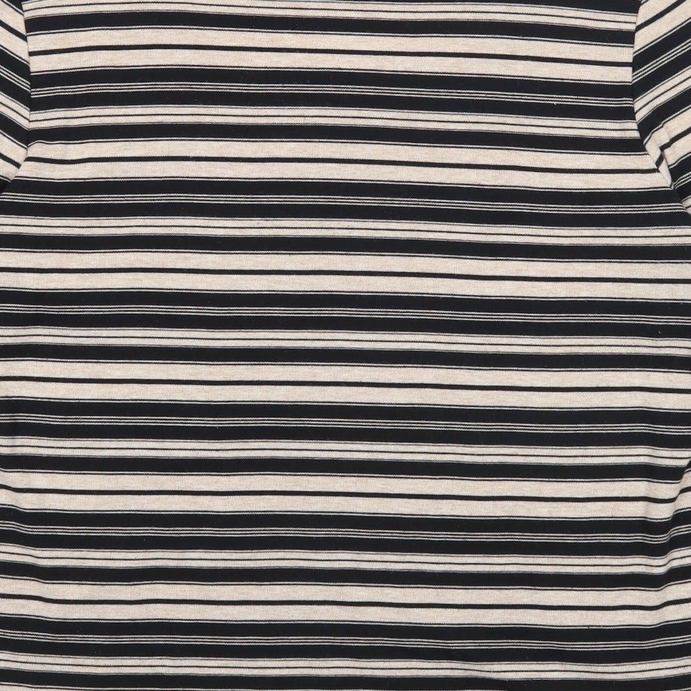 Bonmarché Womens Black Square Neck Striped Polyester Pullover Jumper Size M