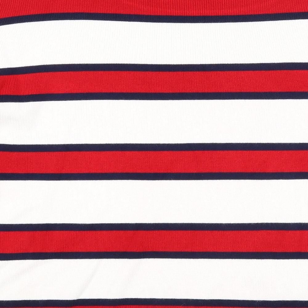 Stradivarius Womens Red Round Neck Striped Acrylic Pullover Jumper Size S