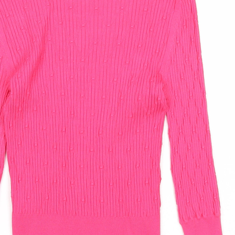 Marks & Spencer Womens Pink V-Neck Viscose Pullover Jumper Size 8