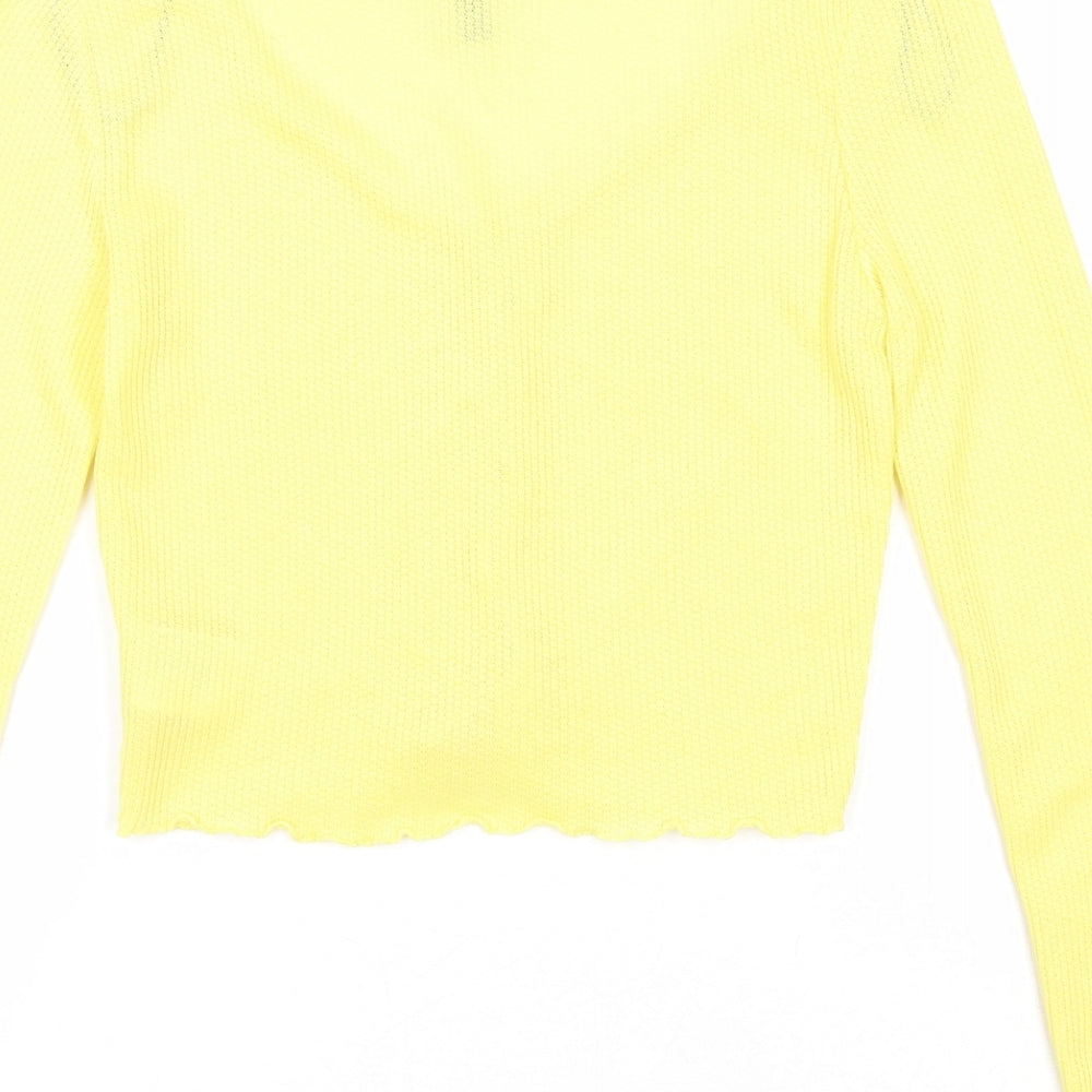 Divided by H&M Womens Yellow Scoop Neck Polyester Cardigan Jumper Size S