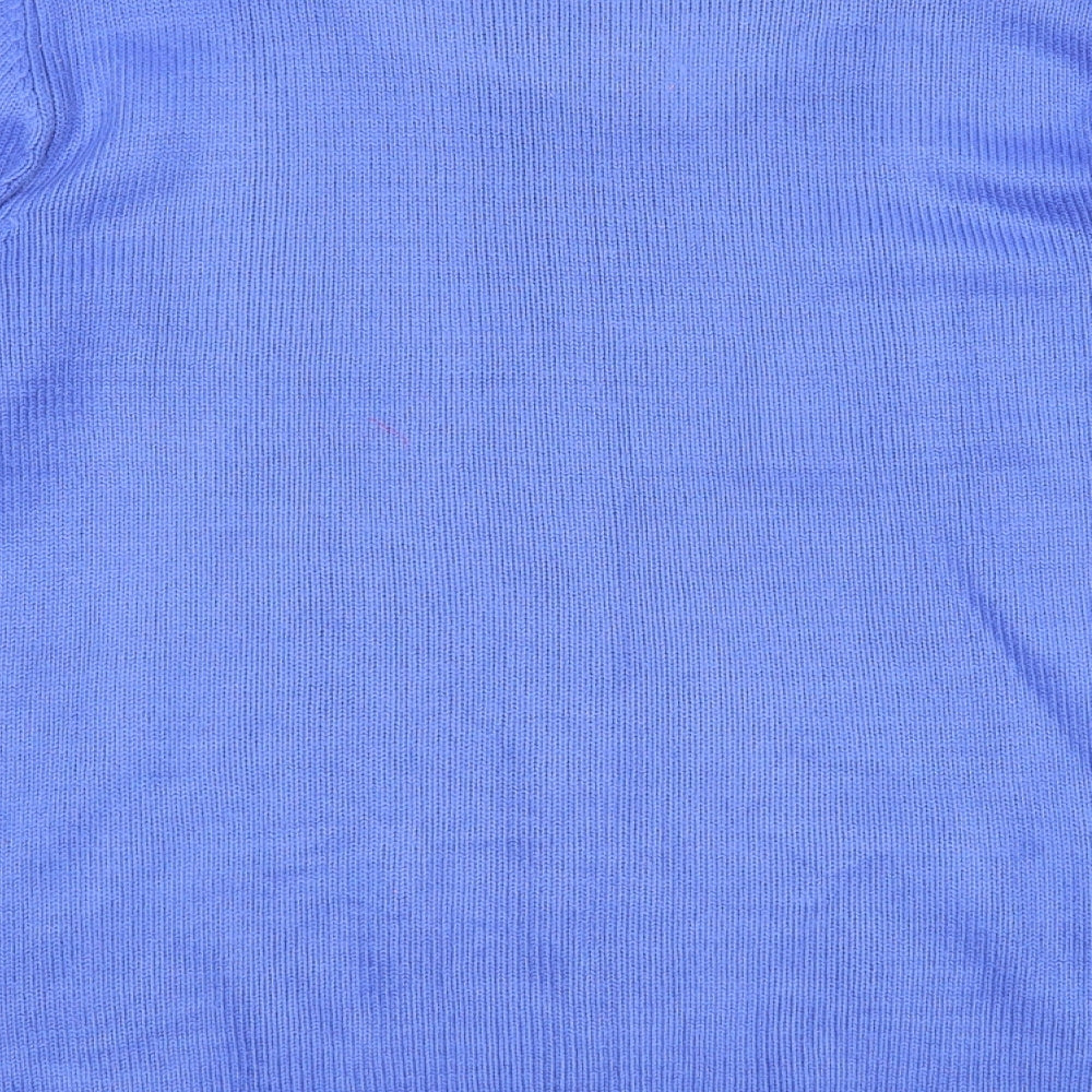 Bonmarché Womens Blue Round Neck Acrylic Pullover Jumper Size M