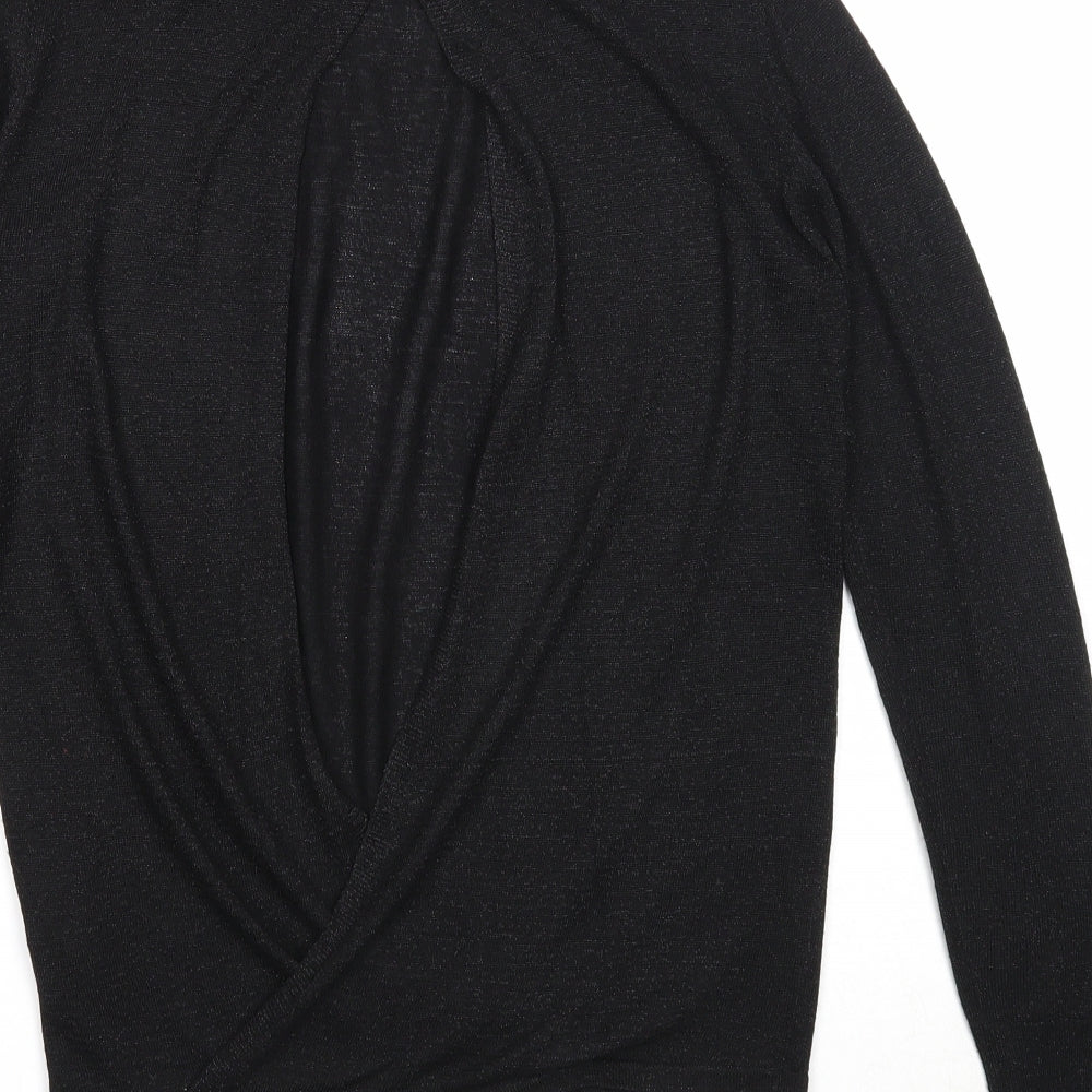 NEXT Womens Black High Neck Viscose Pullover Jumper Size 6 - Open Back
