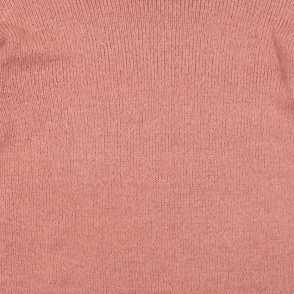 New Look Womens Pink Round Neck Acrylic Pullover Jumper Size L