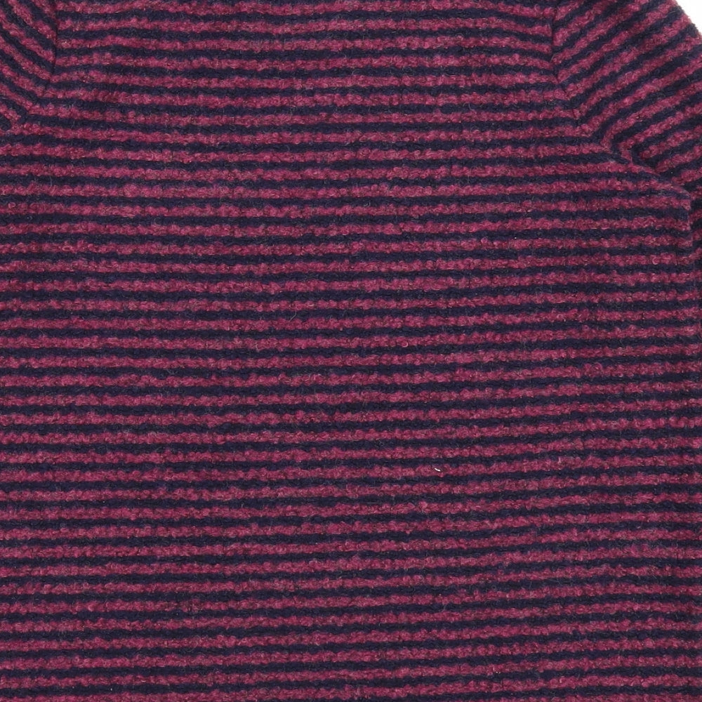 NEXT Womens Purple Round Neck Striped Polyester Pullover Jumper Size 6