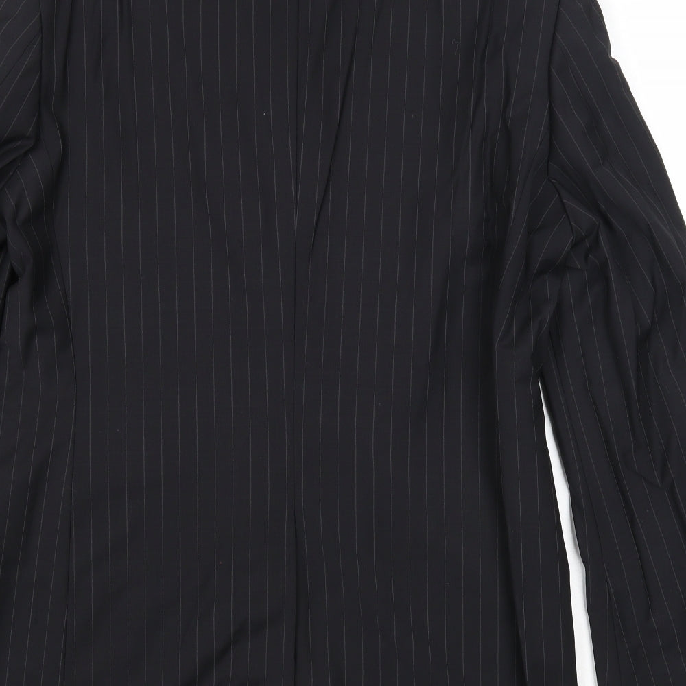 Impressions Mens Black Striped Wool Jacket Suit Jacket Size 40 Regular