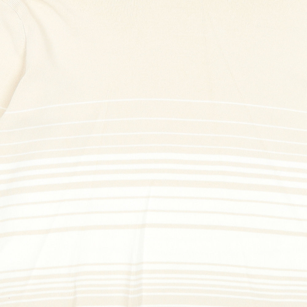 Bonmarché Womens Beige Round Neck Striped Viscose Pullover Jumper Size M