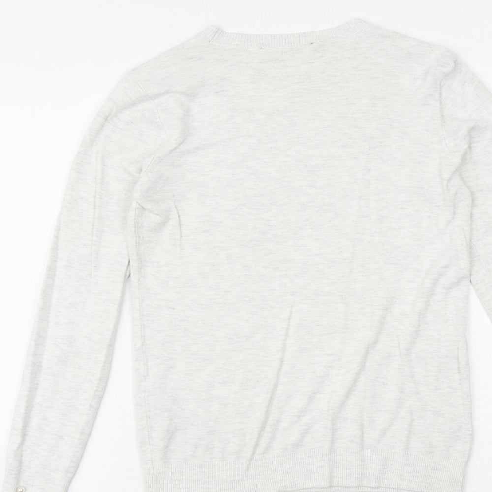 Zara Womens Grey Round Neck Viscose Pullover Jumper Size S