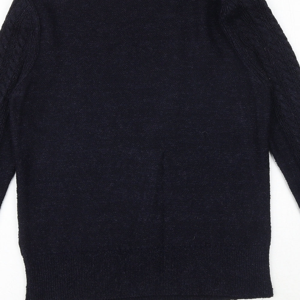 Mango Womens Blue Round Neck Viscose Pullover Jumper Size S