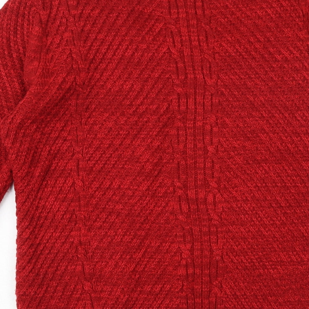 Bonmarché Womens Red V-Neck Acrylic Pullover Jumper Size S