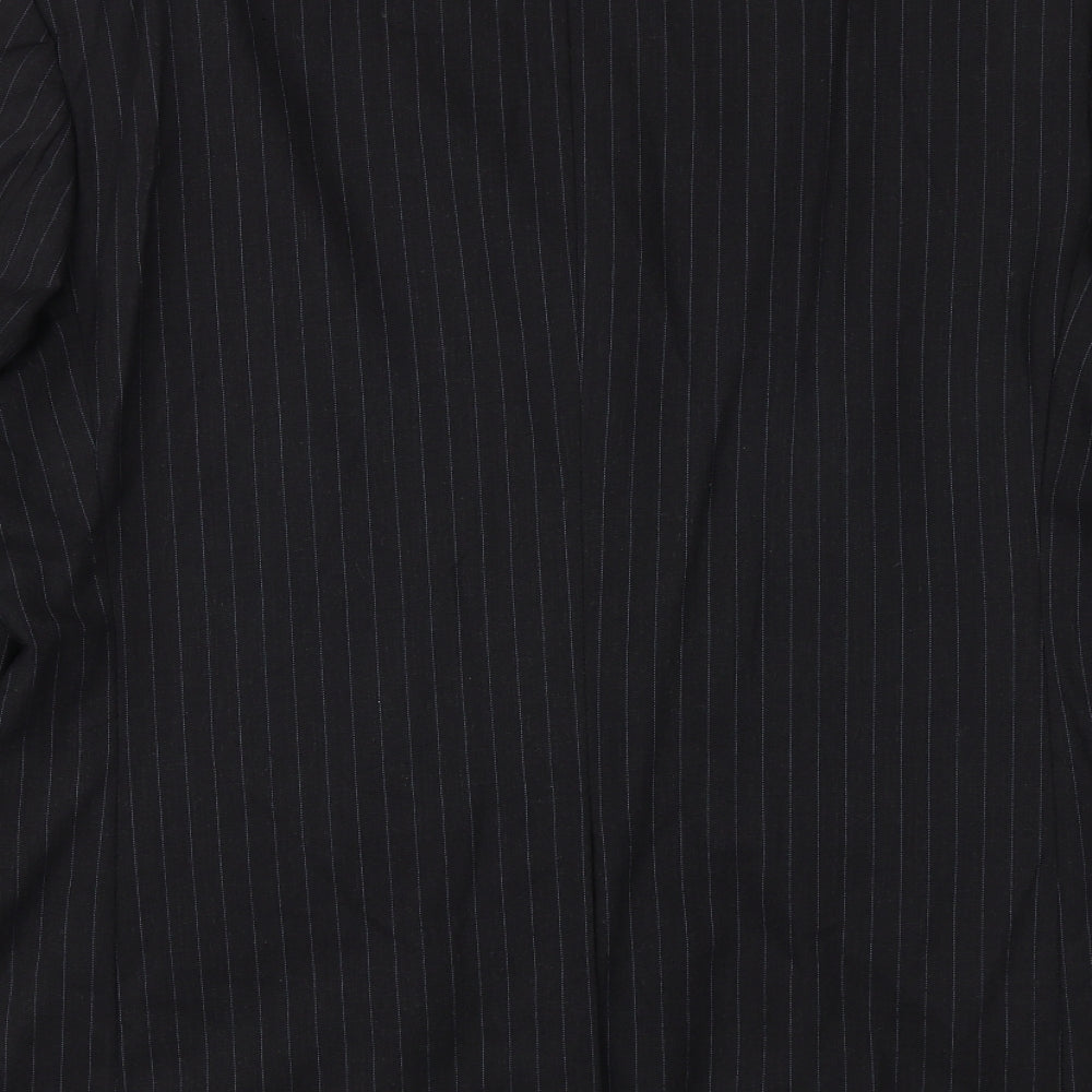 Burton Mens Black Striped Wool Jacket Suit Jacket Size 42 Regular
