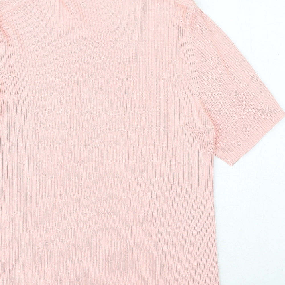 Jumper Womens Pink Round Neck Viscose Pullover Jumper Size S