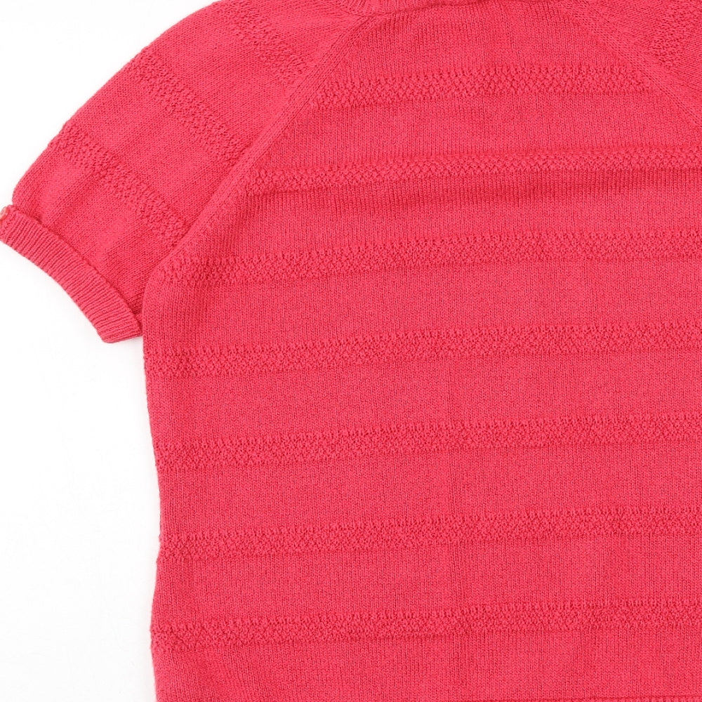 Marks & Spencer Womens Pink Collared Geometric Acrylic Pullover Jumper Size 12