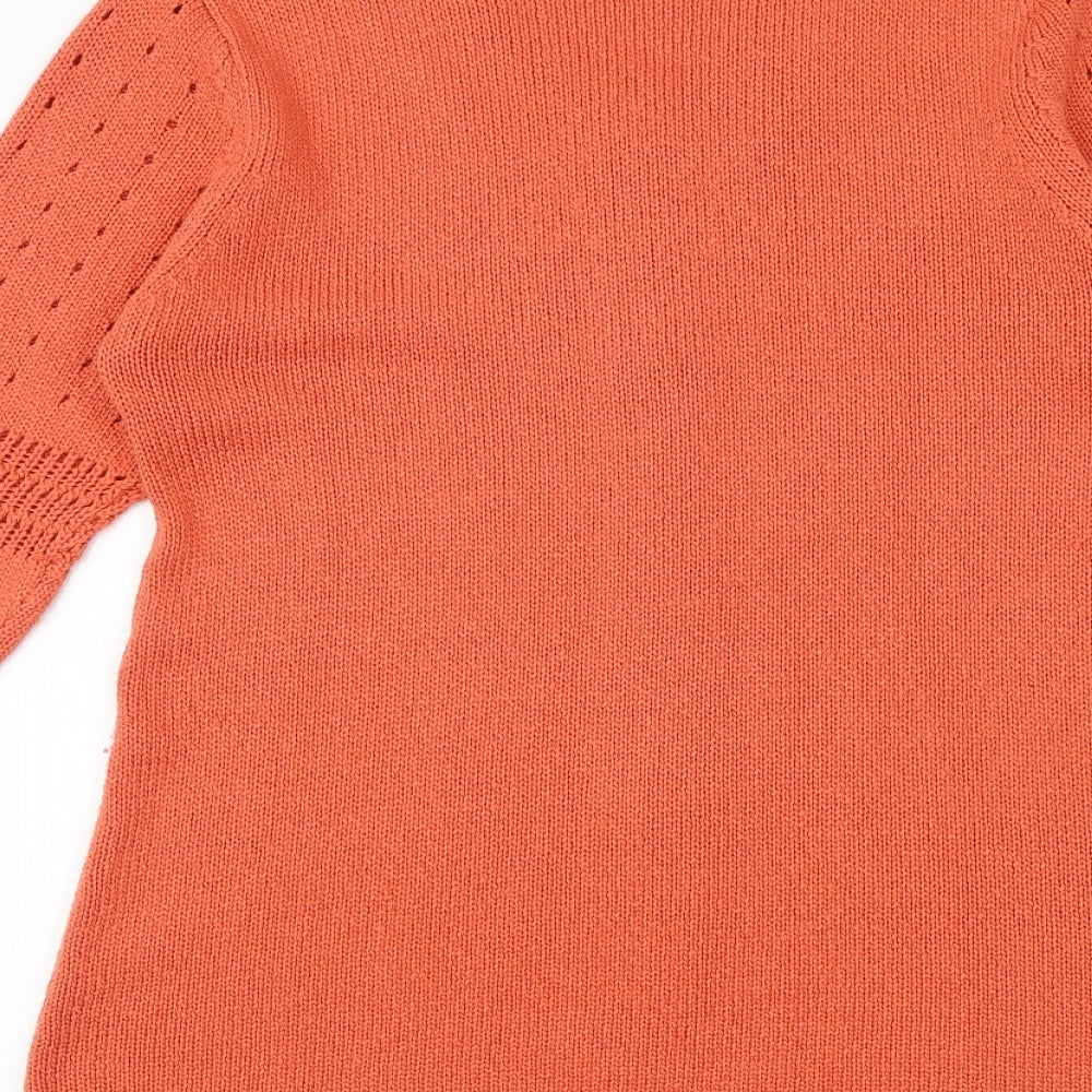 Wardrobe Womens Orange Round Neck Acrylic Cardigan Jumper Size 12