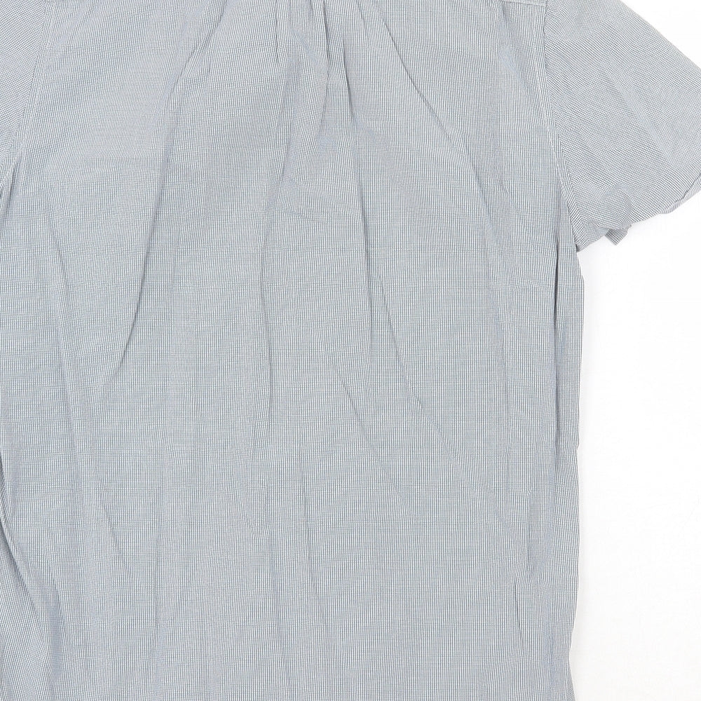 H&M Mens Blue Check Cotton Button-Up Size S Collared Button