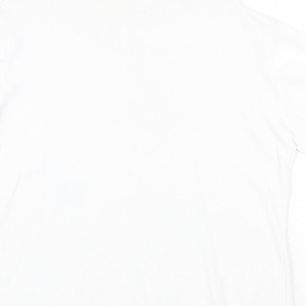 Roman Originals Womens White Round Neck Viscose Pullover Jumper Size M - Flower