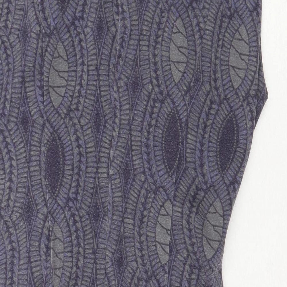 Kaffe Womens Grey Geometric Polyester A-Line Size XL V-Neck Zip