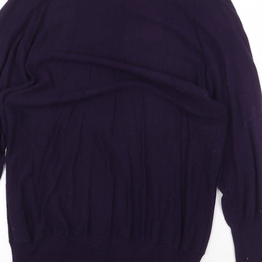 Kaliko Womens Purple Round Neck Cotton Pullover Jumper Size M