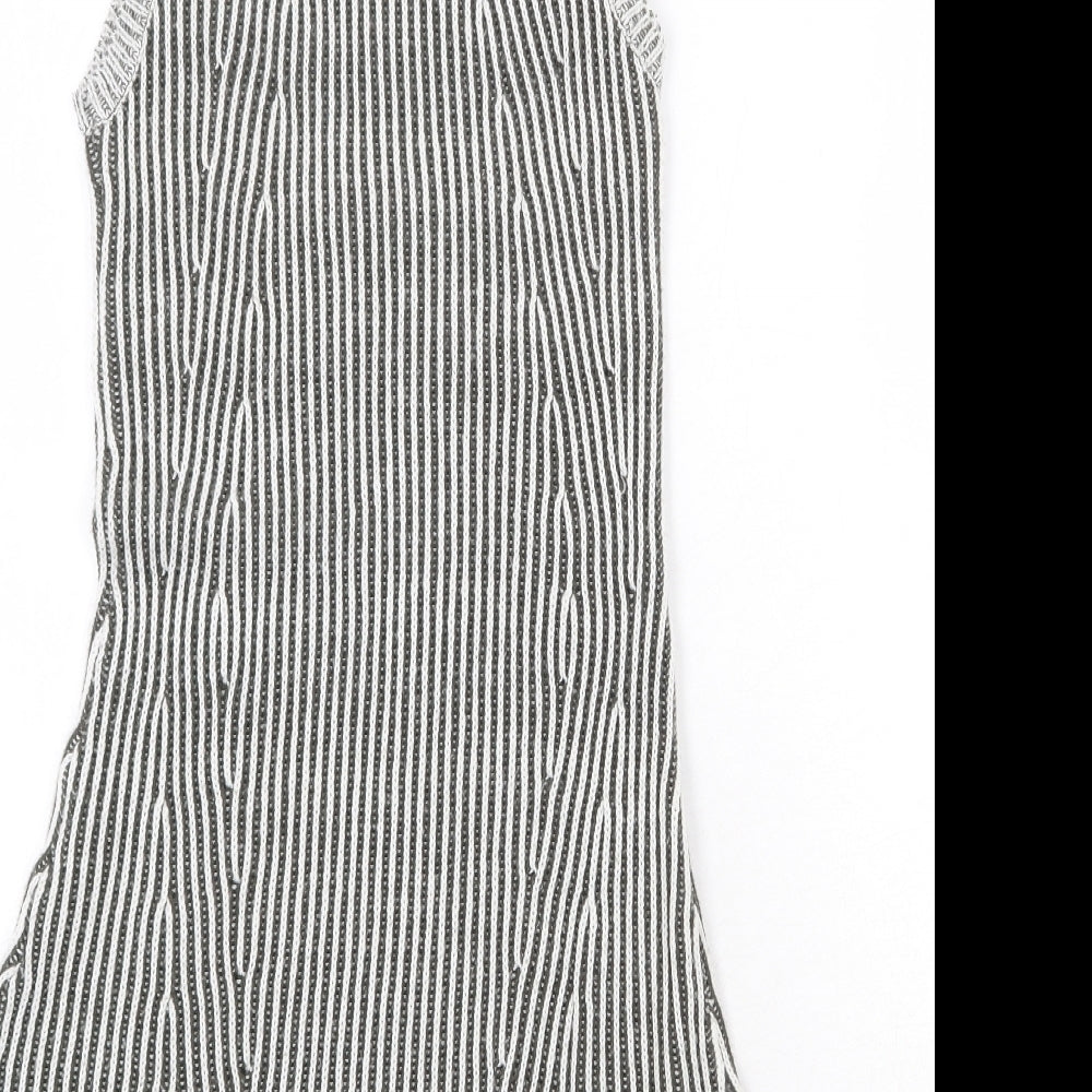 Urban Bliss Womens Grey Striped Acrylic A-Line Size 8 Roll Neck Pullover