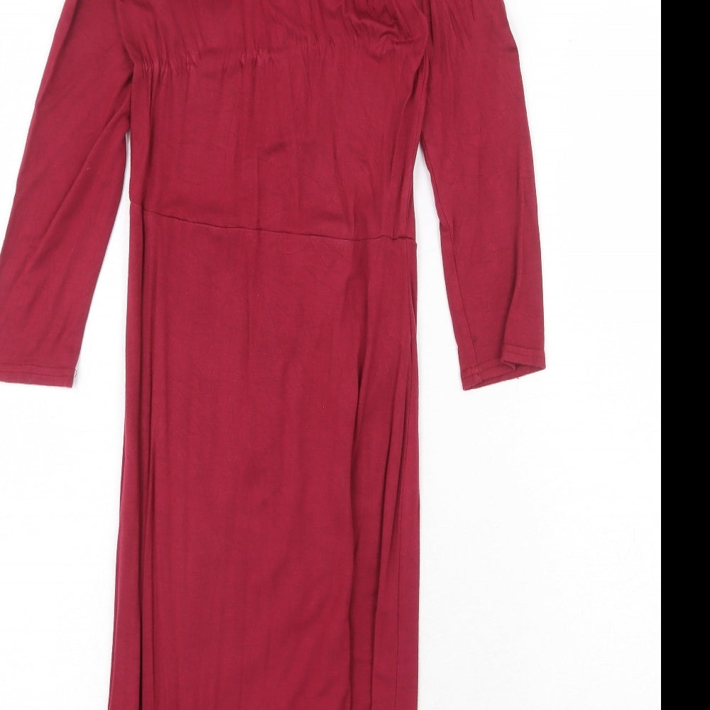 ASOS Womens Red Viscose A-Line Size 6 V-Neck Pullover