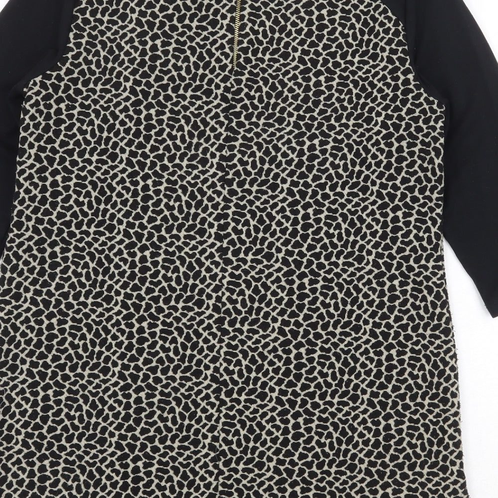 Marks & Spencer Womens Black Boat Neck Animal Print Polyester Pullover Jumper Size 10 - Giraffe Print