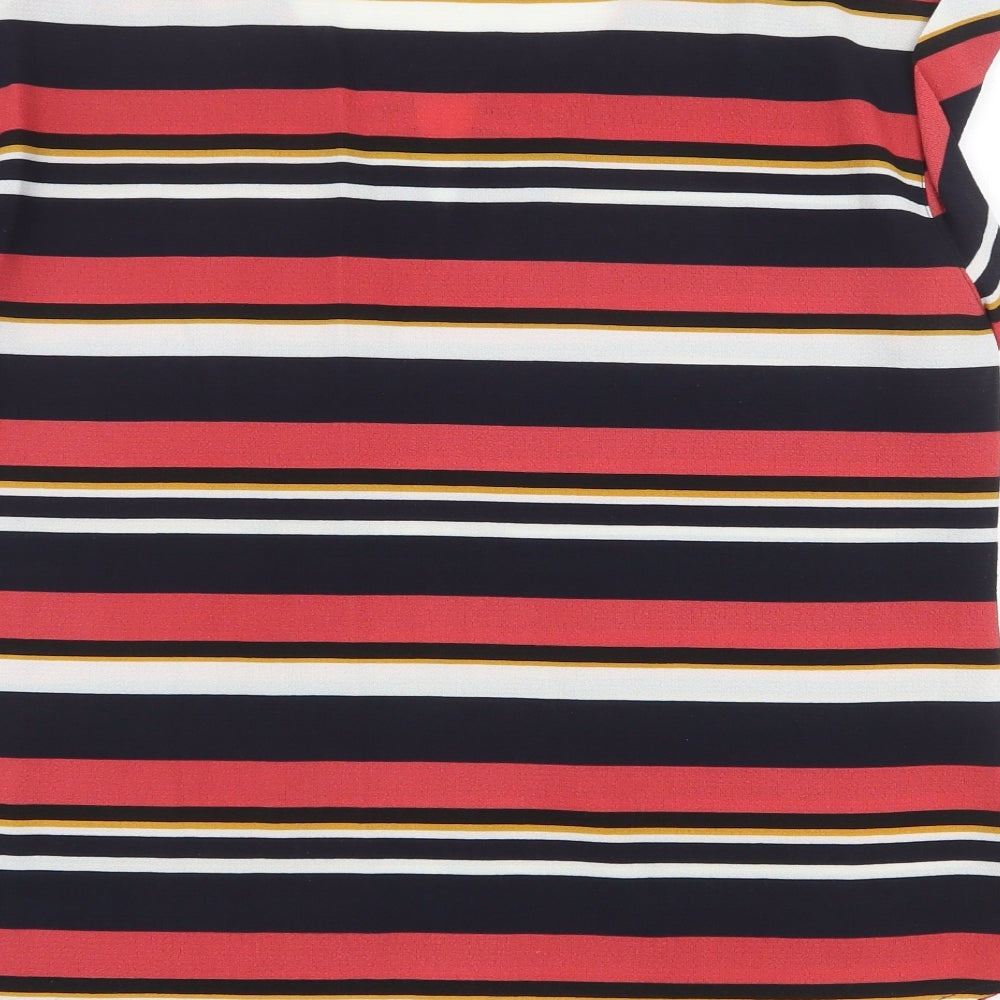 Cleo Womens Multicoloured Striped Polyester Basic Blouse Size L Round Neck