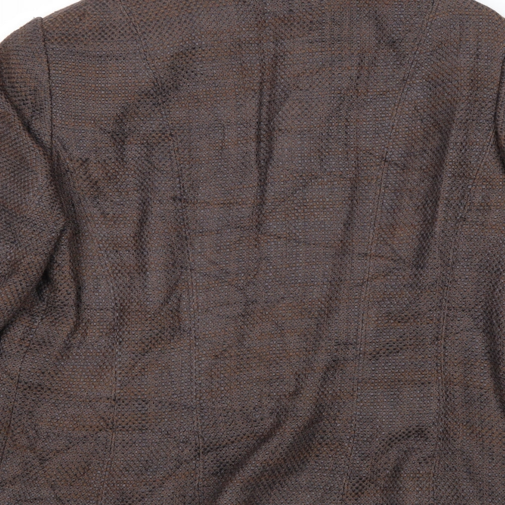 Debenhams Womens Brown Geometric Jacket Blazer Size 14 Tie