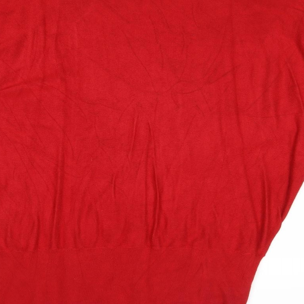 Pomdoro Womens Red Round Neck Viscose Pullover Jumper Size 18