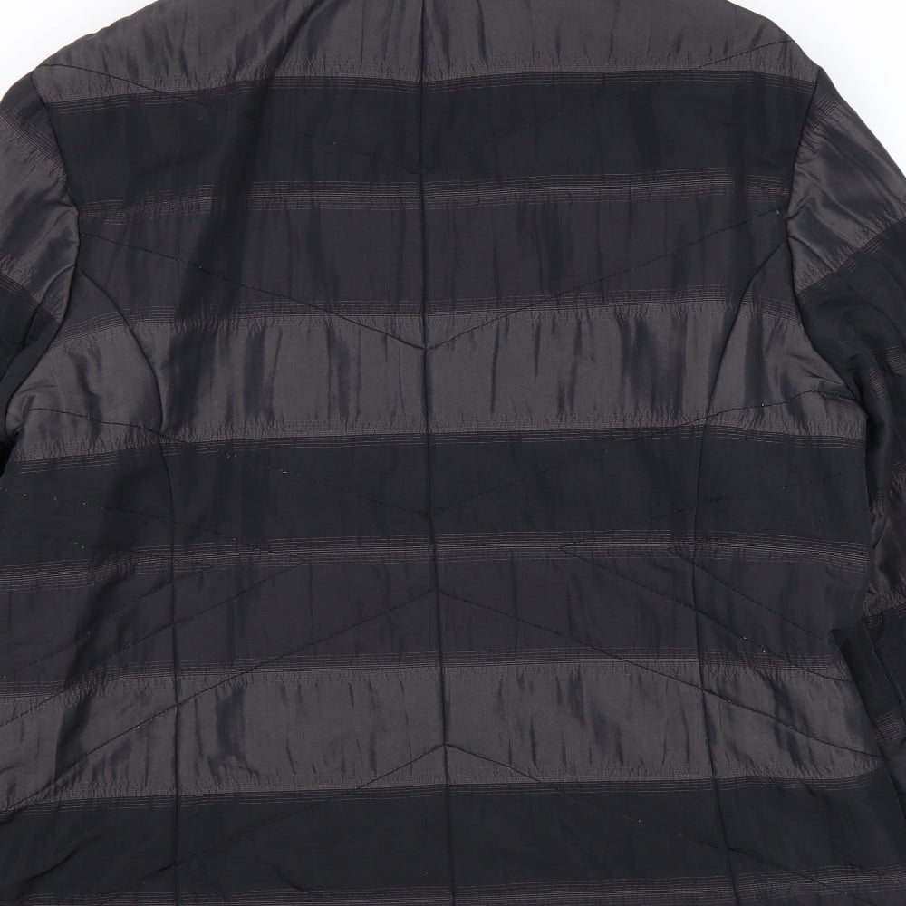 Frandsen Womens Black Striped Jacket Size 12 Zip