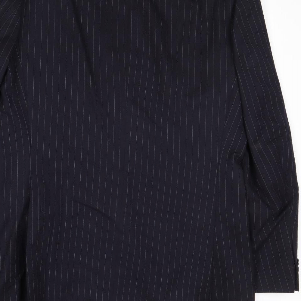 St Michael Mens Blue Striped Wool Jacket Suit Jacket Size 40 Regular