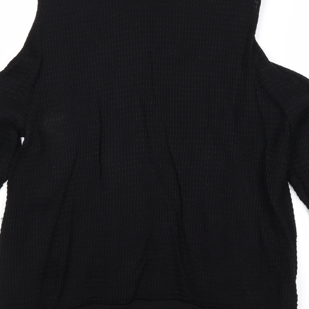 H&M Womens Black Viscose Basic Blouse Size 10 Round Neck - Cold Shoulder