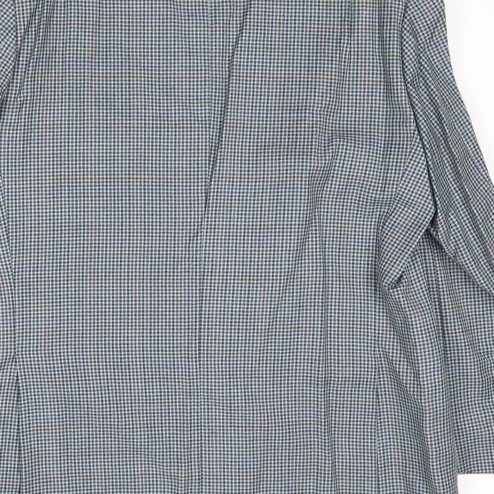 Marks & Spencer Mens Blue Geometric Wool Jacket Blazer Size 42 Regular