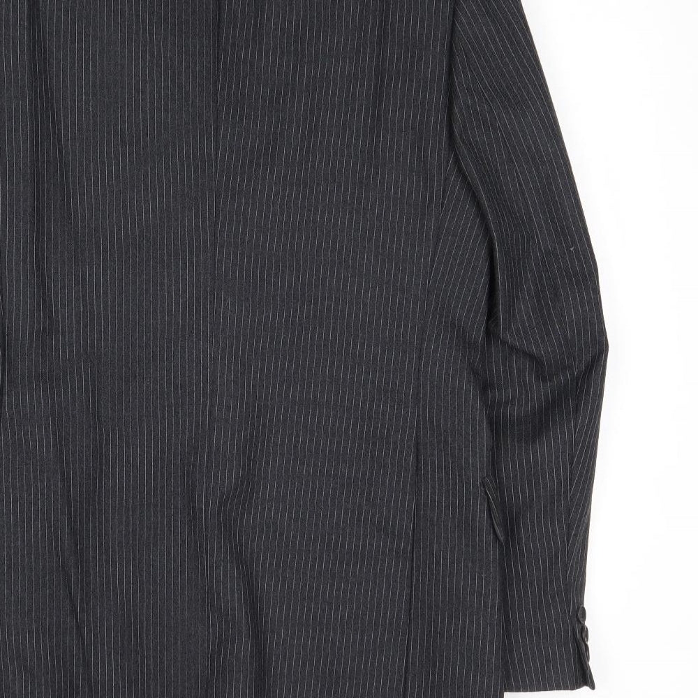 Cooper Mckenzie Mens Grey Striped Wool Jacket Suit Jacket Size 36 Regular